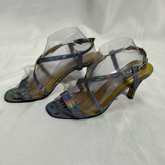 ESCADA Vintage Metallic Rainbow Strappy Heels - size 9B - Picture 4 of 13